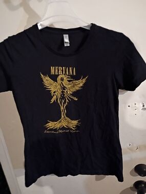 Women's Black Graphic Tee with Gold Phoenix Print